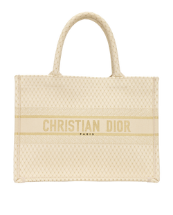 Medium Dior Book Tote, Canvas, Gold/White, 50MA1202, DB, 2*